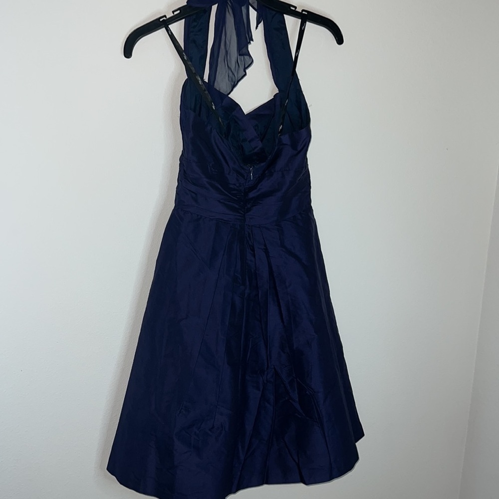 Suzi Chin‎ for Maggy Boutique dark blue 100% Silk halter dress Sz 0
